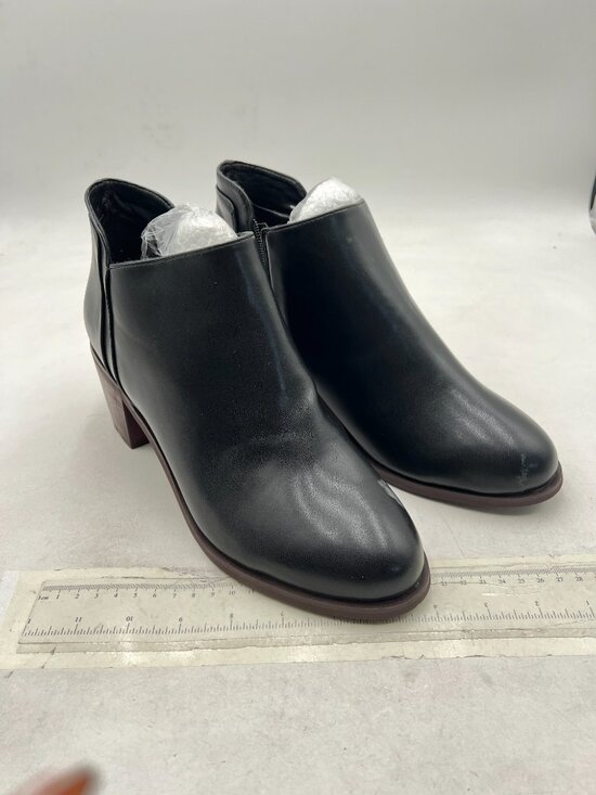 pleated striped side zipper chunky heel round toe - Temu Black Women Round Toe Ankle Boots Chunky Low Heel Side Zippers Chelsea Booties